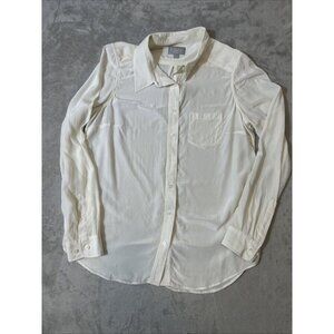 Pure Collection Button Down Shirt Ivory 100% Silk Size 8/10